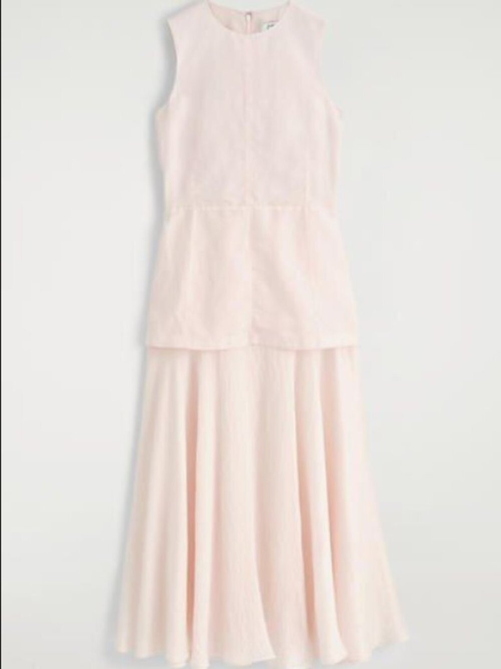COS layered peplum midi dress Minimalist Balletcore Blush Pink Linen Size 2 NWT